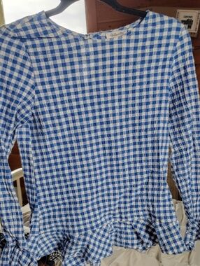Yellow Star Blue & White Gingham Top